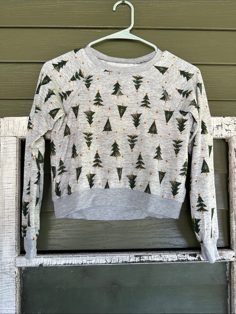 Maurices Gray Long-Sleeve Tee with Green Tree Print